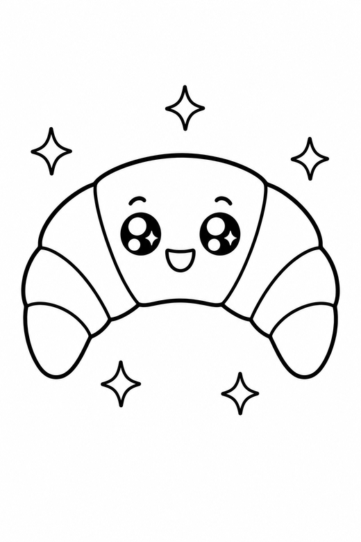 Croissant starry-eyed with sparkles, color online