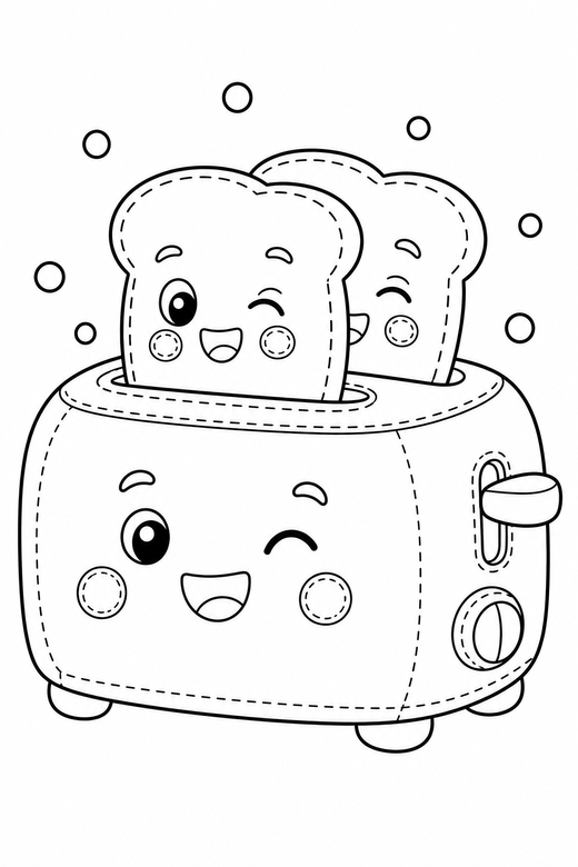 Toaster winking with dots, color online