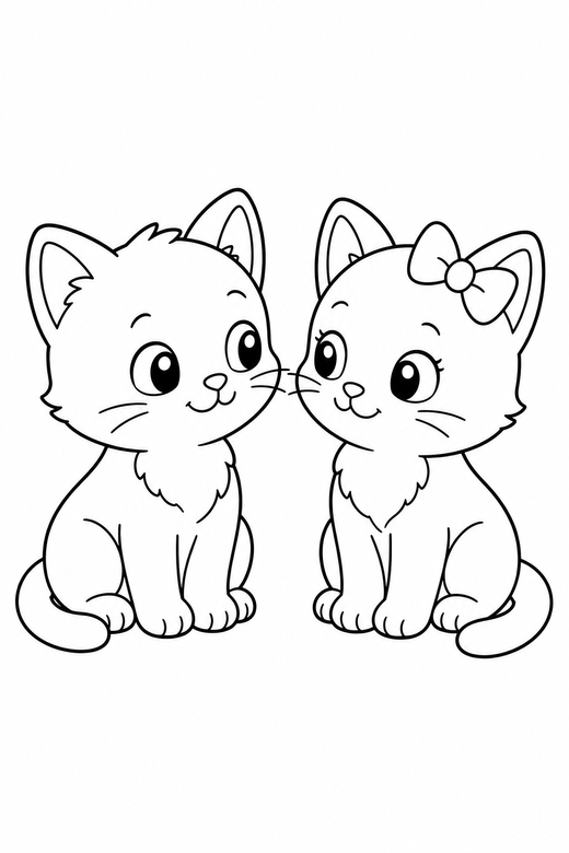 Two kittens looking at each other plain, color online