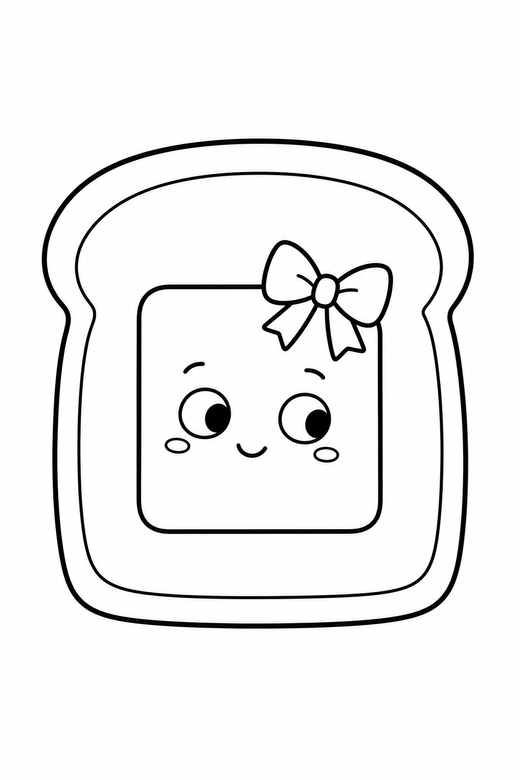 Slice of toast shy with a bow, color online