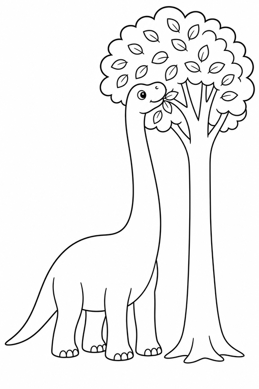 Brontosaurus reaching for leaves, color online