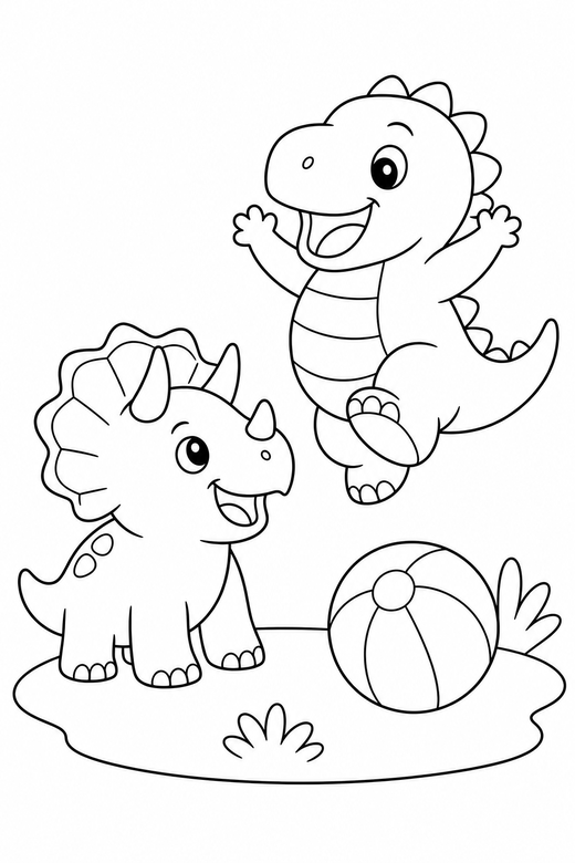 Two dinosaurs playing, color online