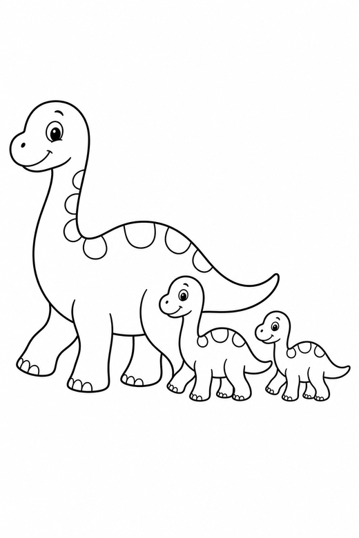Dinosaur family walking, color online