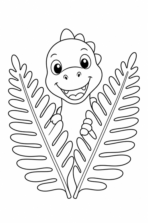 Dinosaur behind the ferns, color online