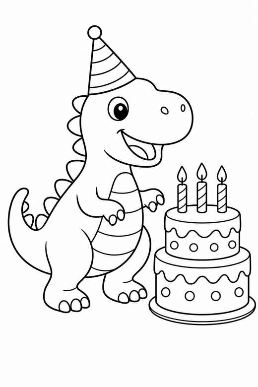 Dinosaur birthday party, color online