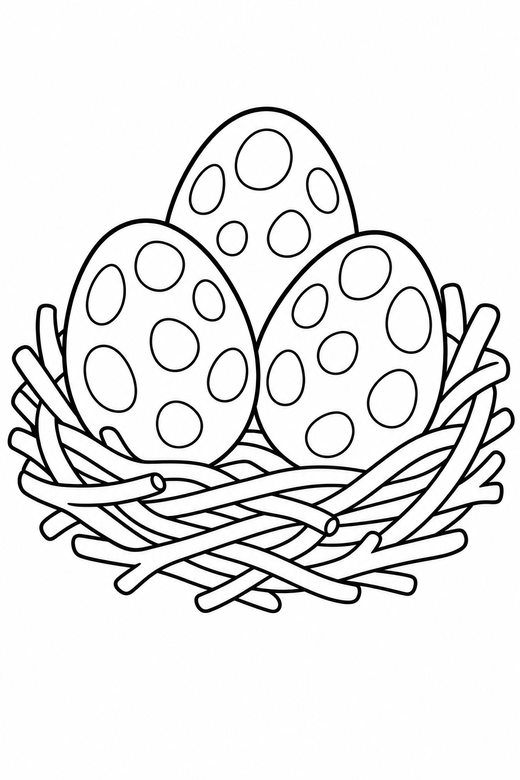 Three eggs in a nest, color online