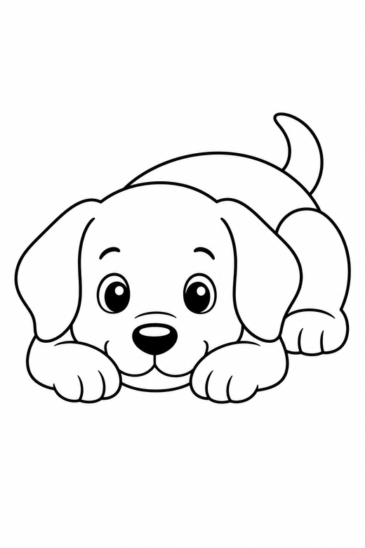Dog resting on its paws, color online
