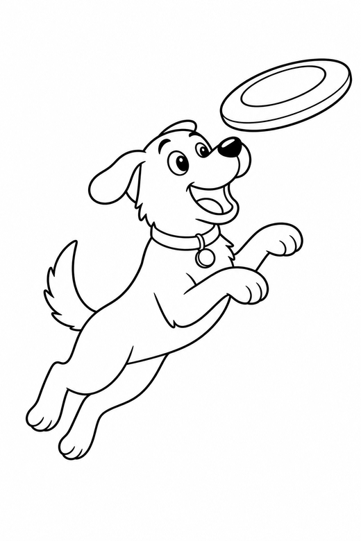 Dog catching a frisbee, color online