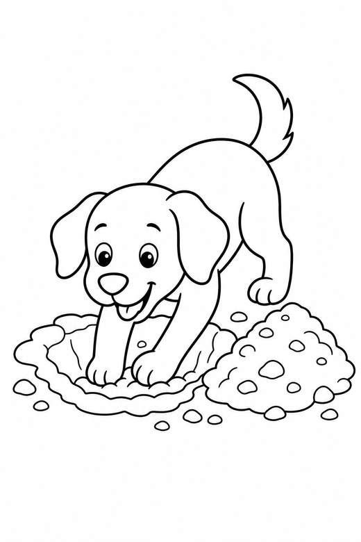 Dog digging a hole, color online