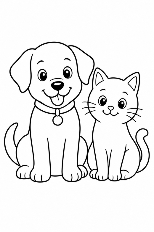 Dog and cat together, color online