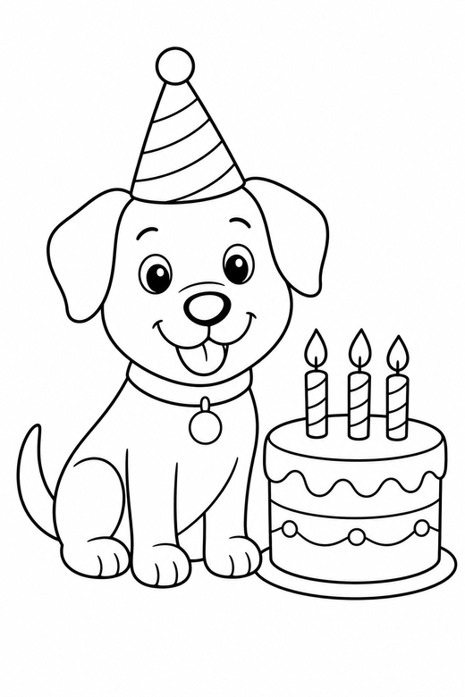 Birthday dog, color online