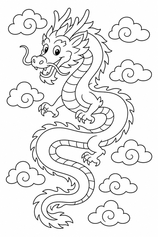 Eastern dragon in the clouds, color online