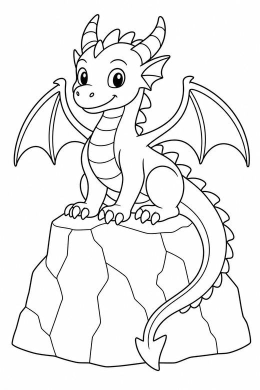 Dragon on a rock, color online