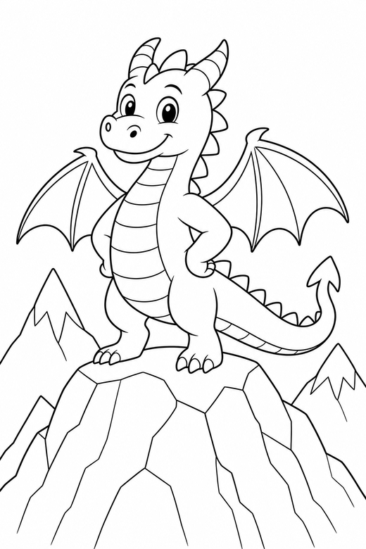 Dragon on a mountain top, color online