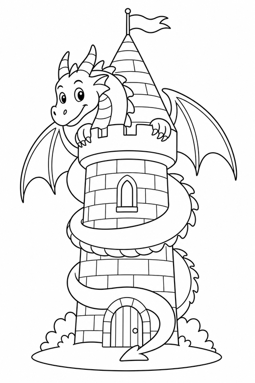 Dragon around a tower, color online