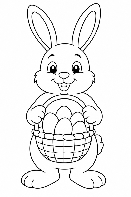 Bunny with a basket, color online