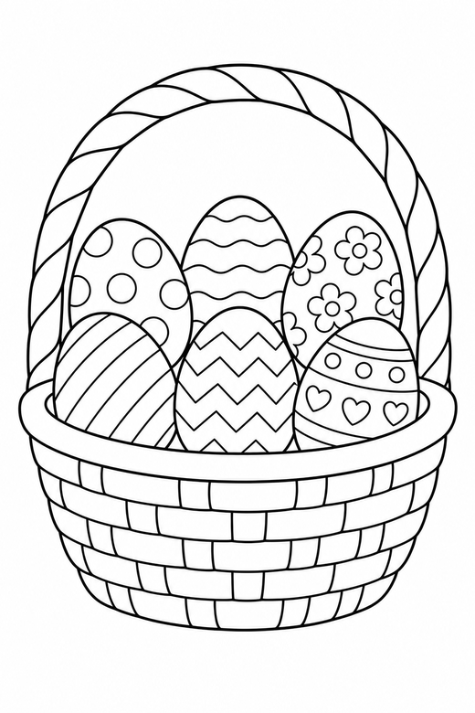 Basket of eggs, color online