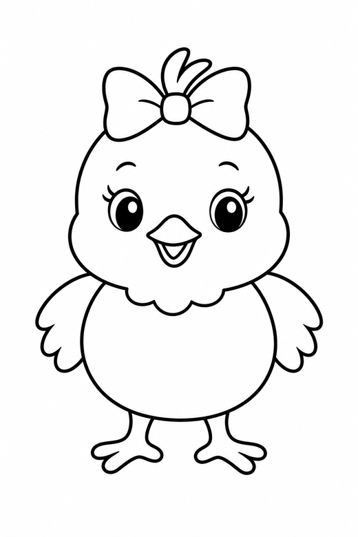 Chick with a bow, color online