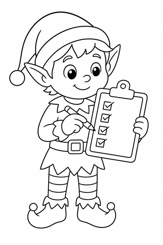 Elf with a clipboard, color online