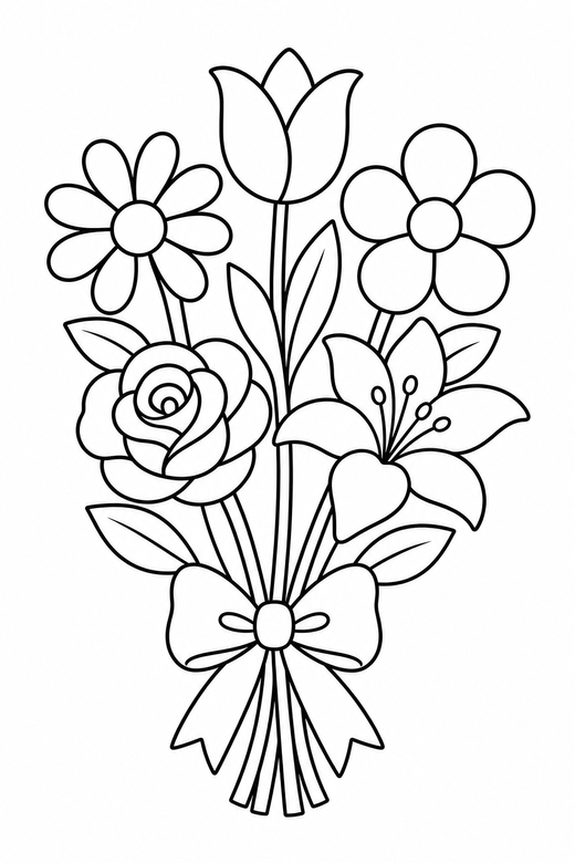 Bouquet with a ribbon, color online