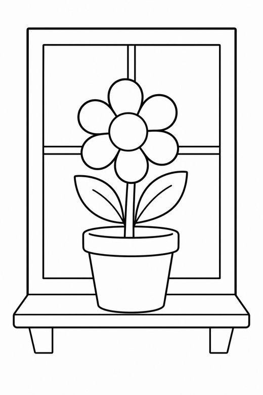 Flower in a pot, color online
