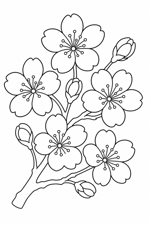 Cherry blossom branch, color online