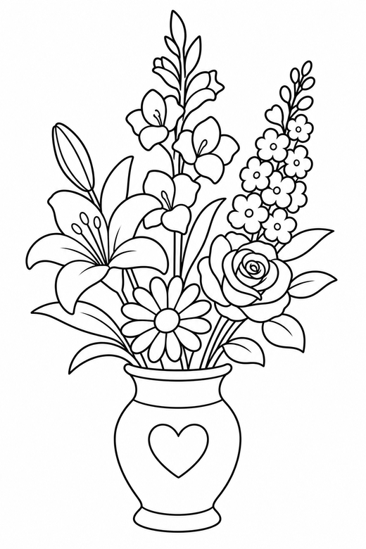Vase of tall flowers, color online