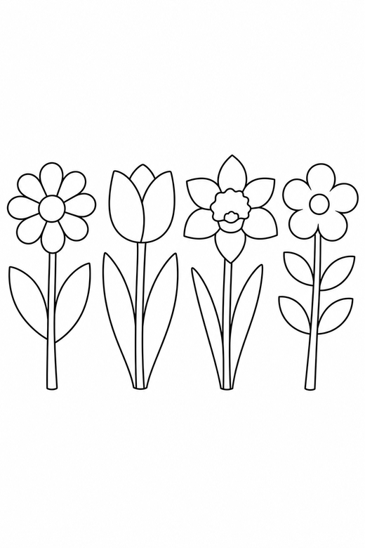 Four flowers in a row, color online