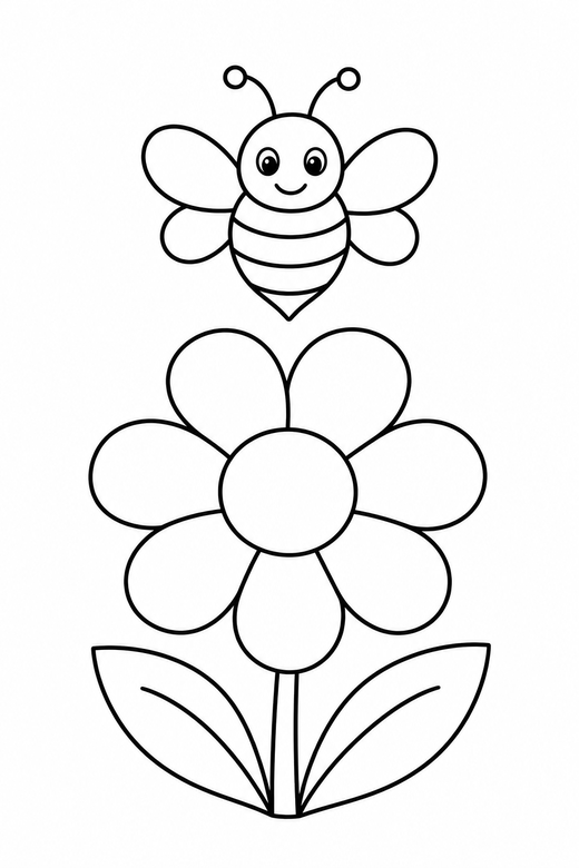Flower and a bee, color online