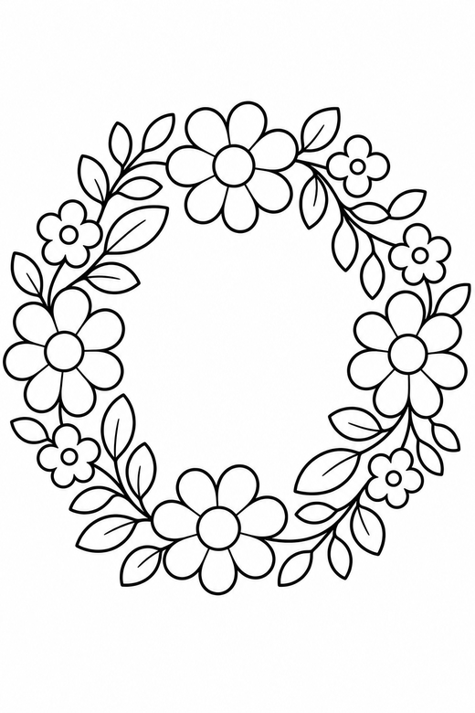 Flower wreath, color online