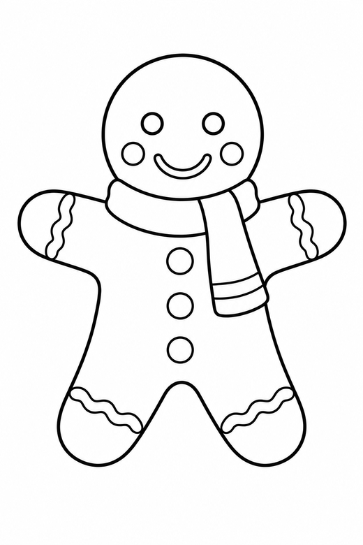 Gingerbread man with a scarf, color online
