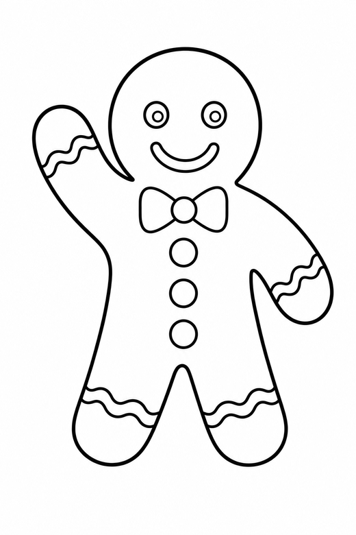 Gingerbread man waving, color online