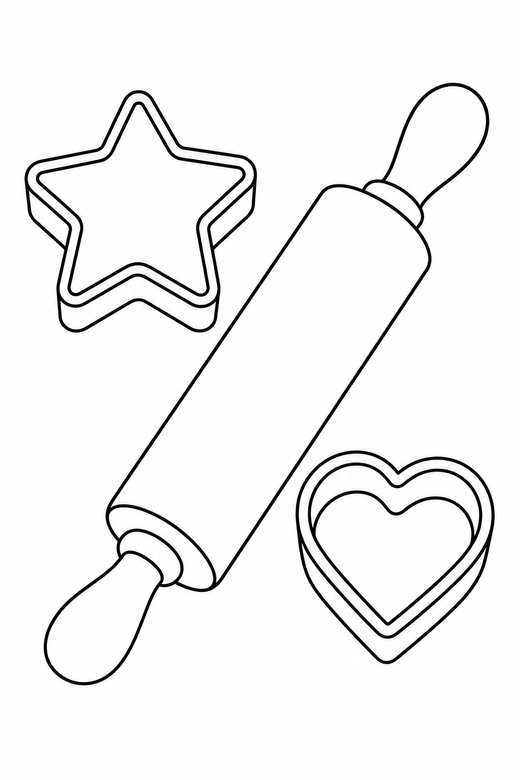 Rolling pin and cutters, color online