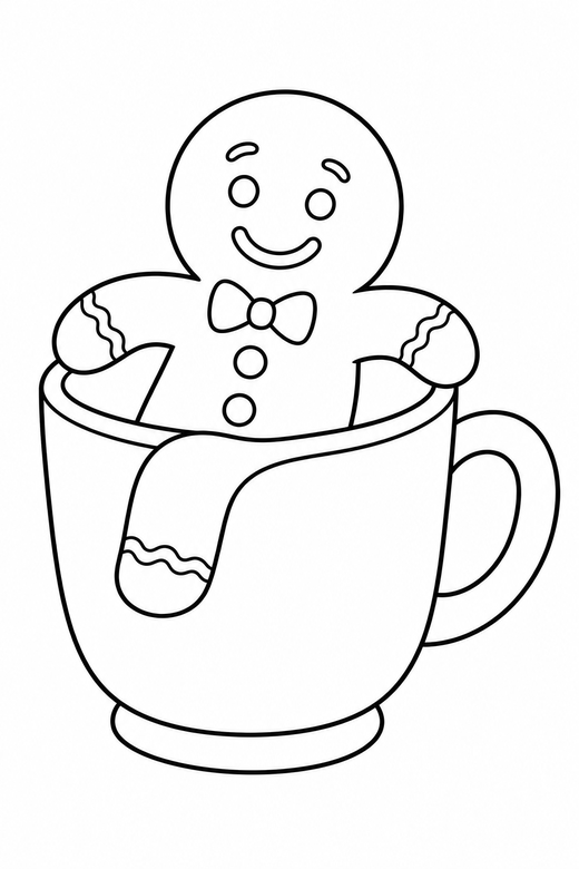 Gingerbread man in a mug, color online
