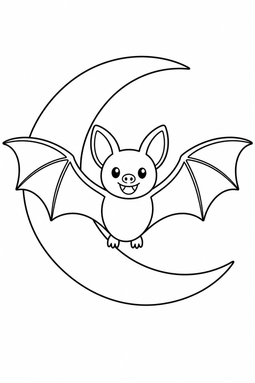 Bat and crescent moon, color online