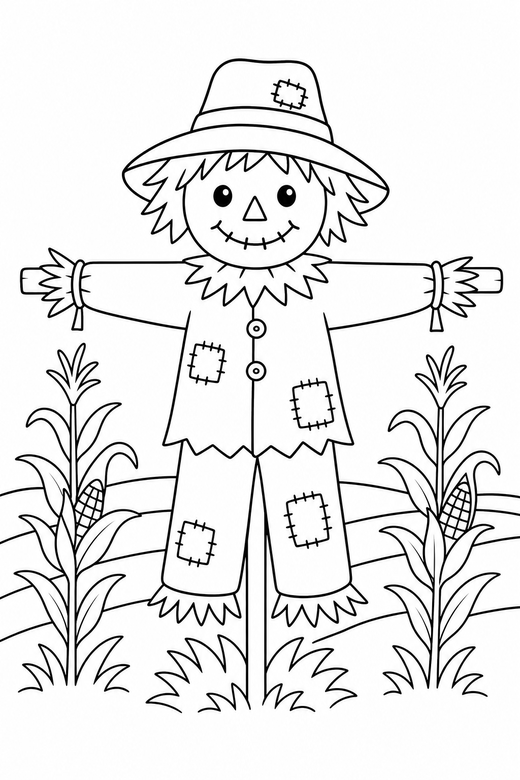 Scarecrow in a field, color online