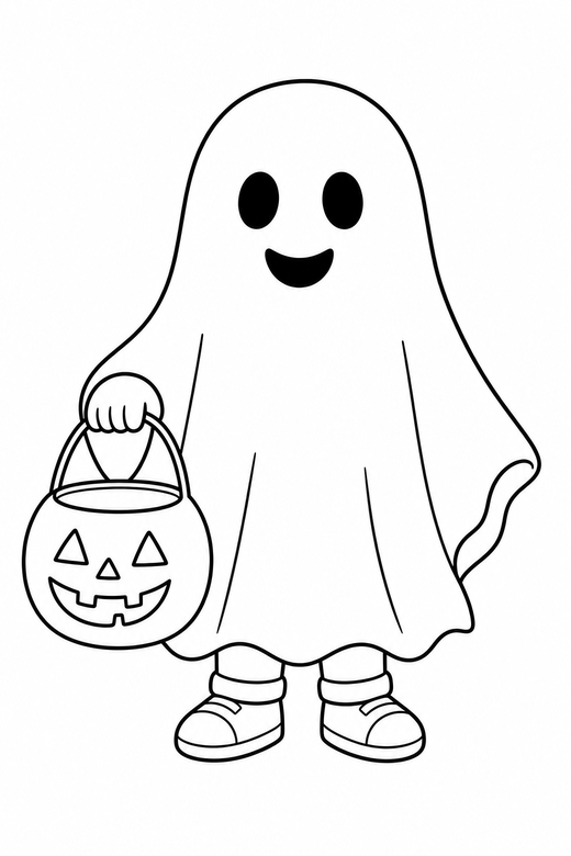 Child in a ghost costume, color online