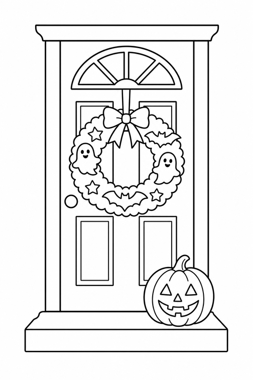 Halloween doorstep, color online