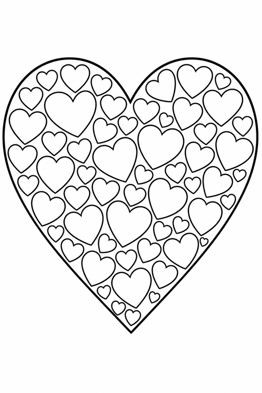 Heart made of small hearts, color online