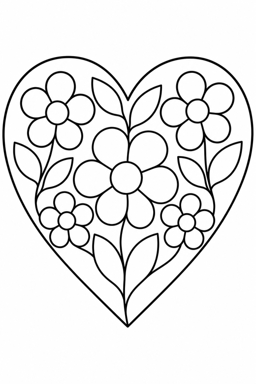 Heart with flowers inside, color online