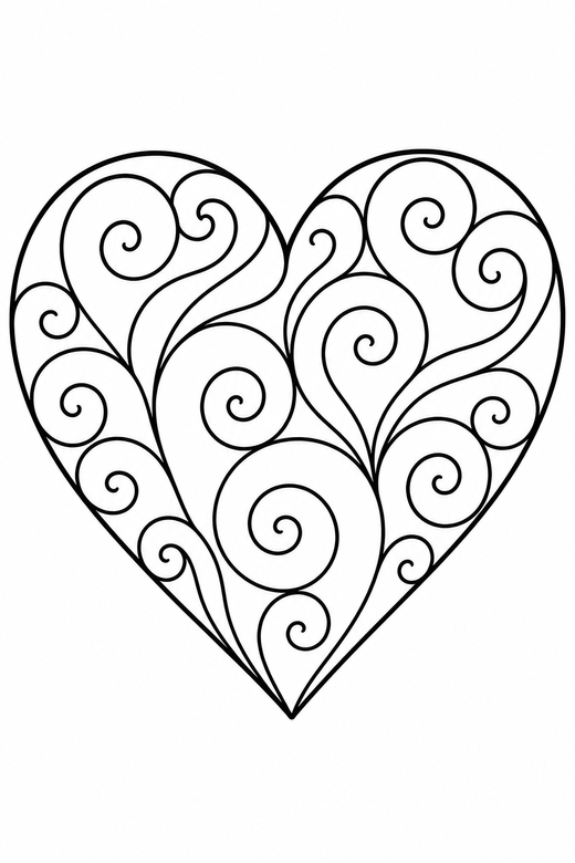 Heart with a swirl pattern, color online