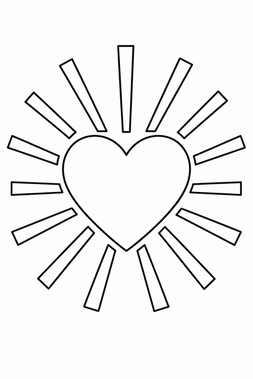 Heart with rays, color online