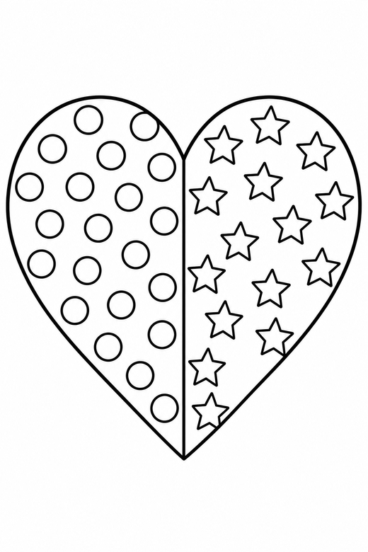 Heart split down the middle, color online