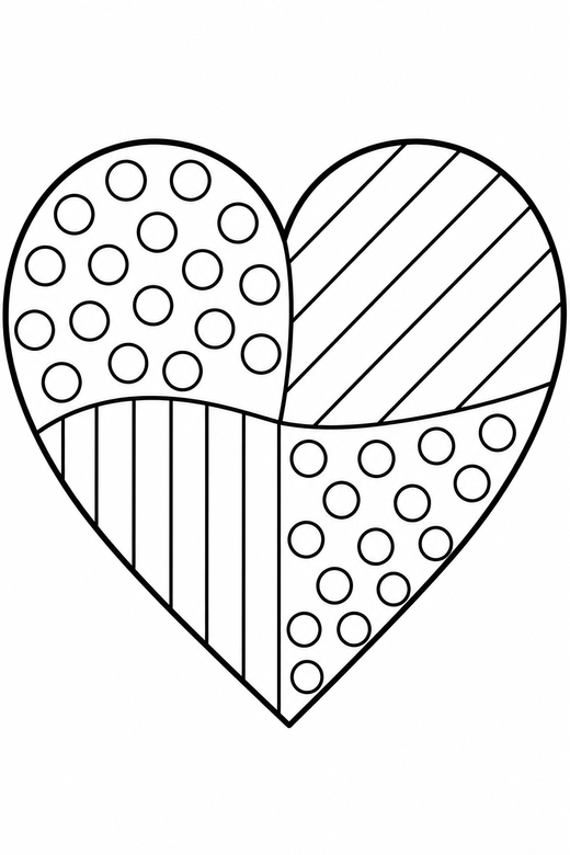 Heart with dots and stripes, color online