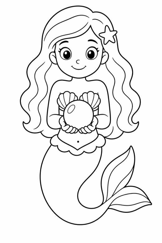 Mermaid holding a pearl, color online