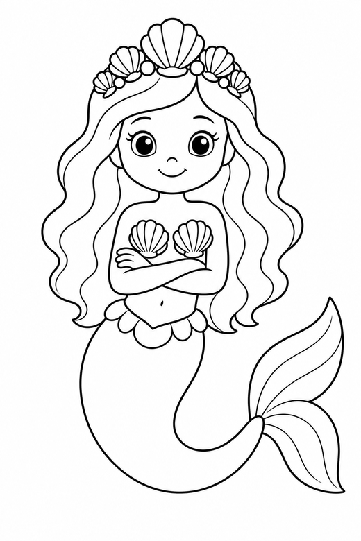 Mermaid with a crown, color online