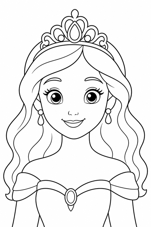 Princess with a tiara, color online