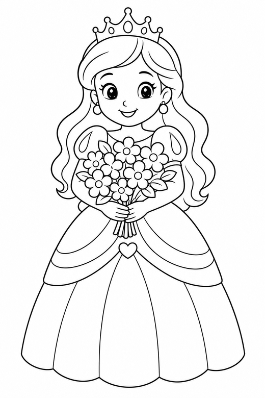 Princess with a bouquet, color online