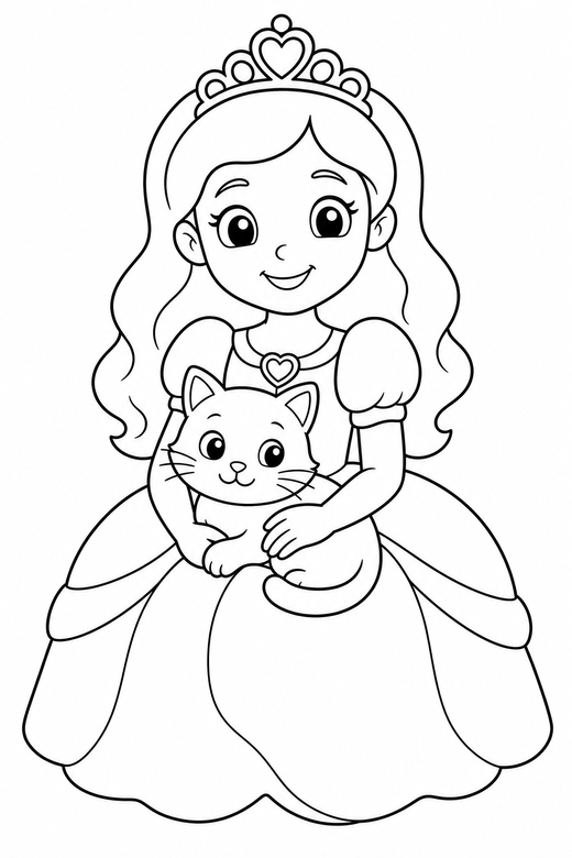 Princess with a cat, color online