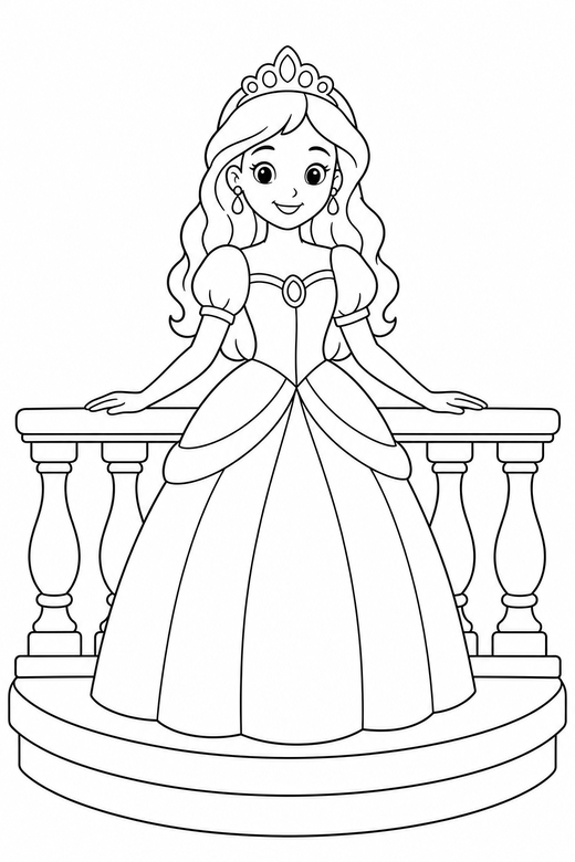 Princess on a balcony, color online